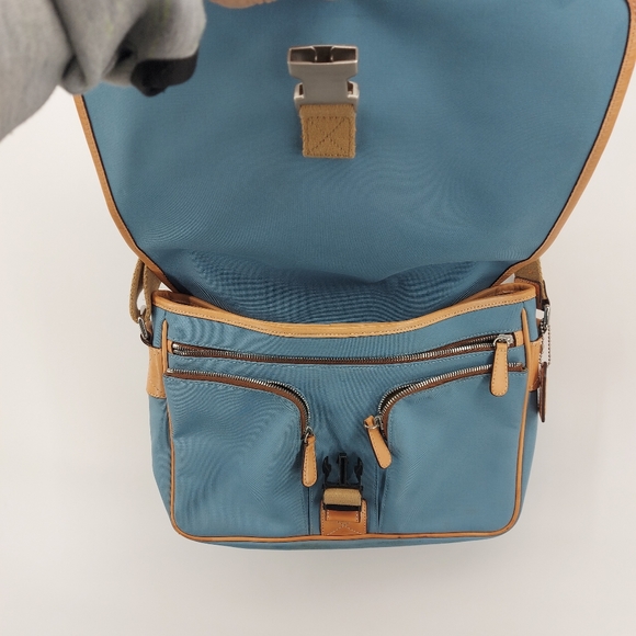 Coach blue and tan leather Trim messenger crossbody bag serial 6411 - Picture 5 of 13